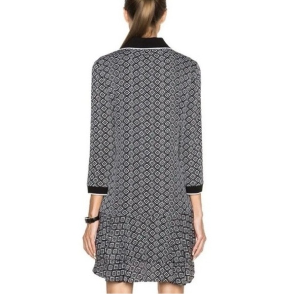 NWT Diane Von Furstenberg Samuel’s Silk Printed Shirtdress Black White Sz 0 - Picture 2 of 15